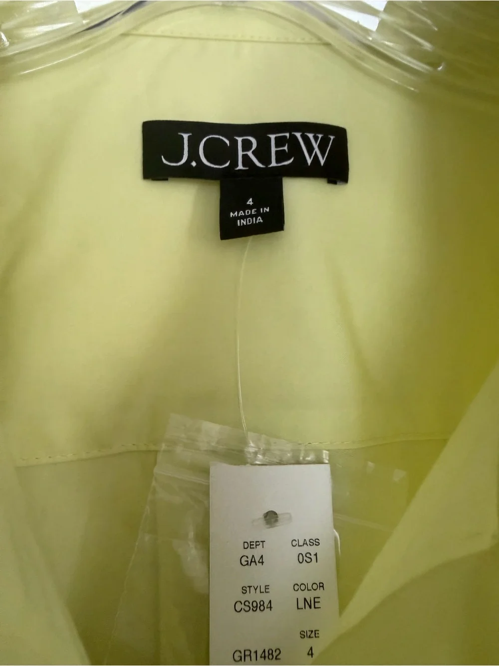 J. Crew Neon Yellow Short-Sleeve Button-Front Shirtdress